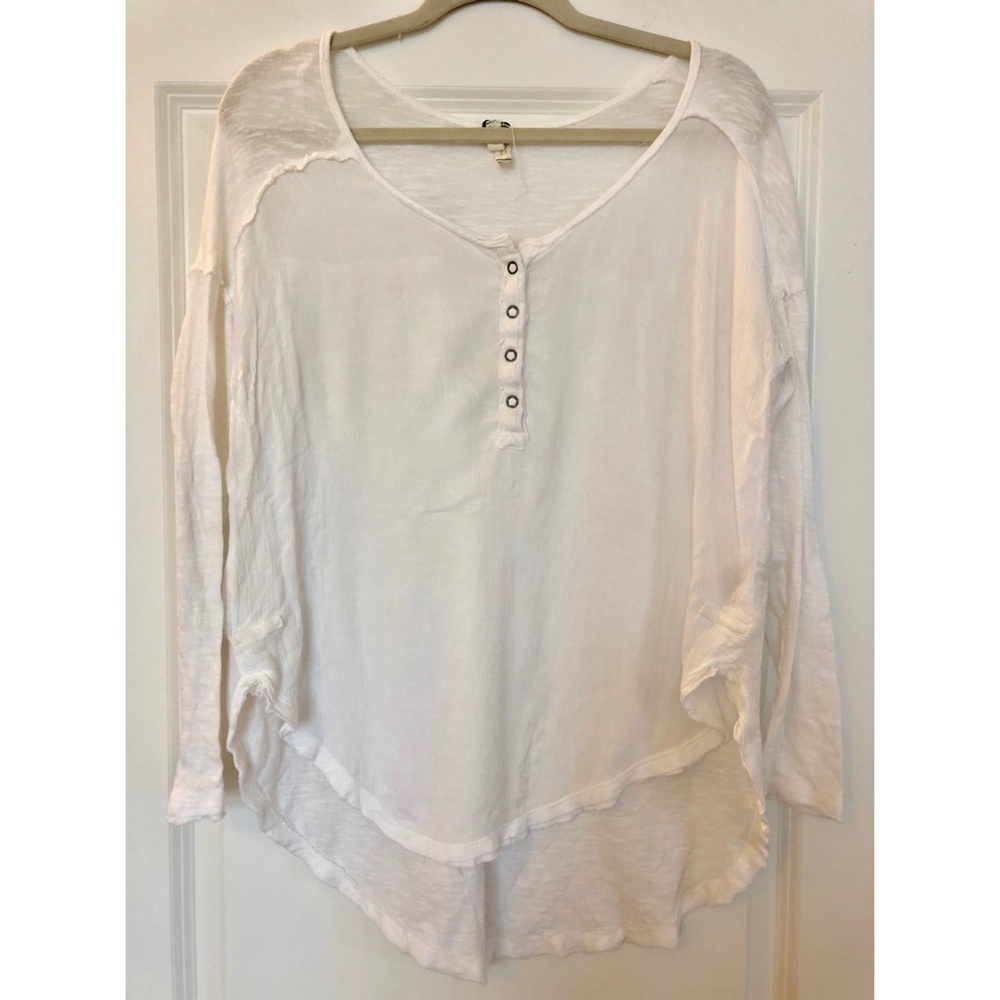 We the Free | Long-Sleeve White Cotton Henley